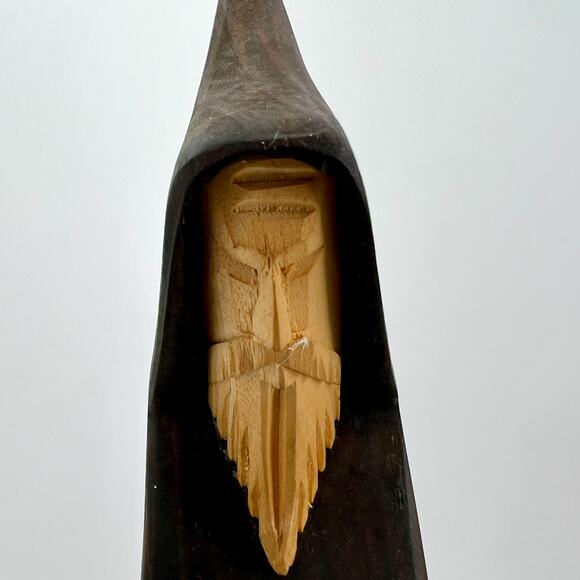 Vintage Wood Hand Carved Religious Monk Priest Friar with Prayer Beads and Bible - Picture 1 of 7